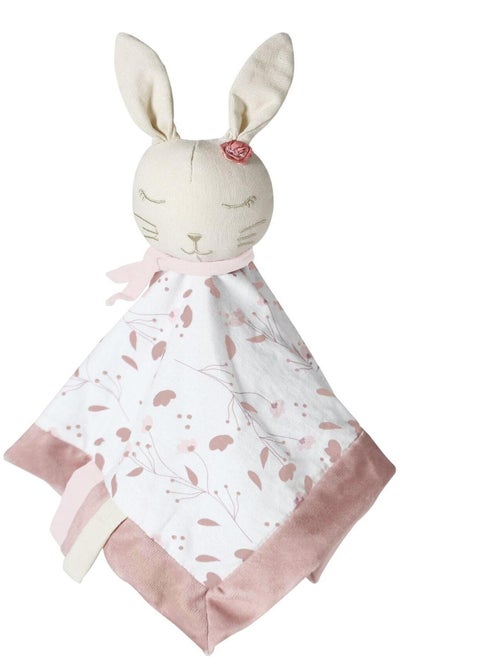 Doudou plat en coton bio et lin lapin Lili - Kiabi
