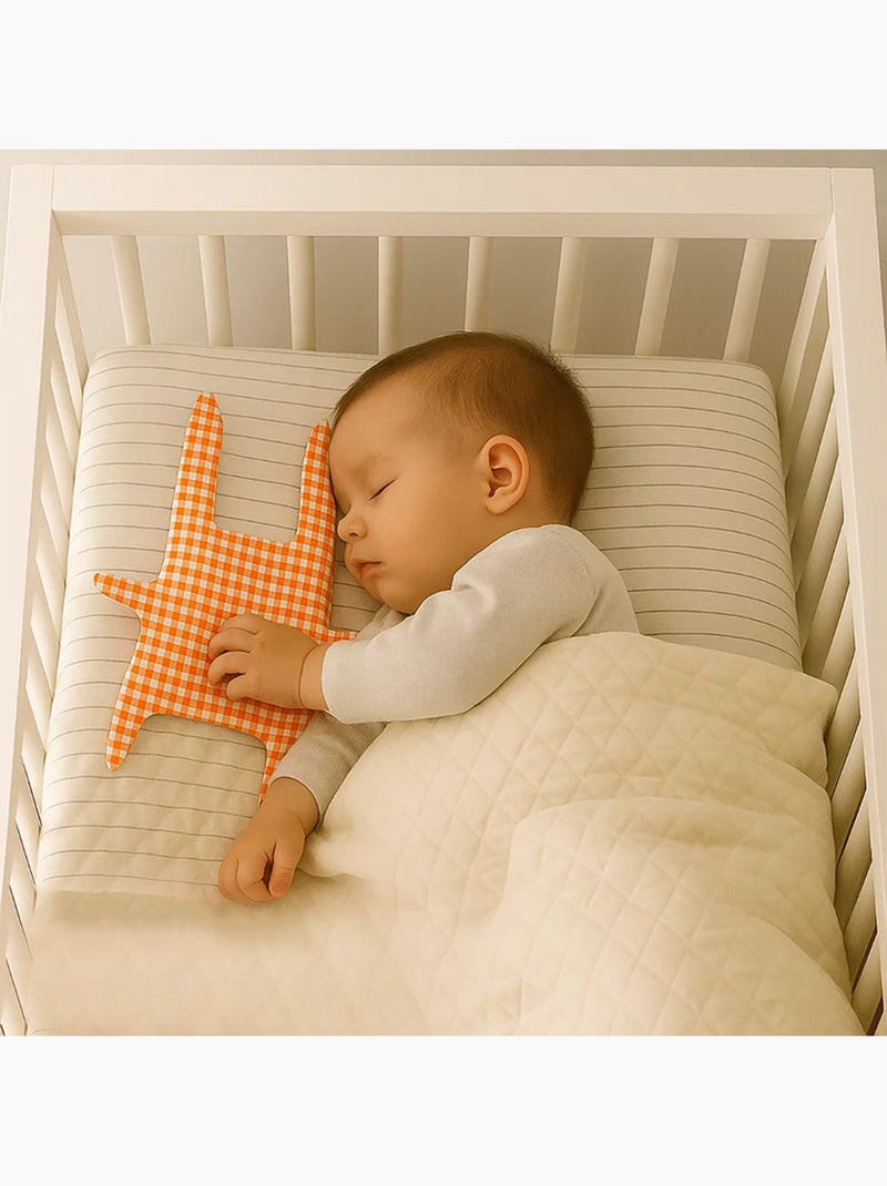 Doudou Plat en Coton Bio Vichy Orange - Kiabi