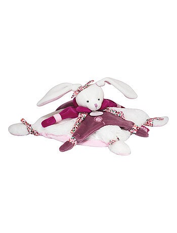 Doudou plat lapin 27 cm collection LAPIN CERISE rose