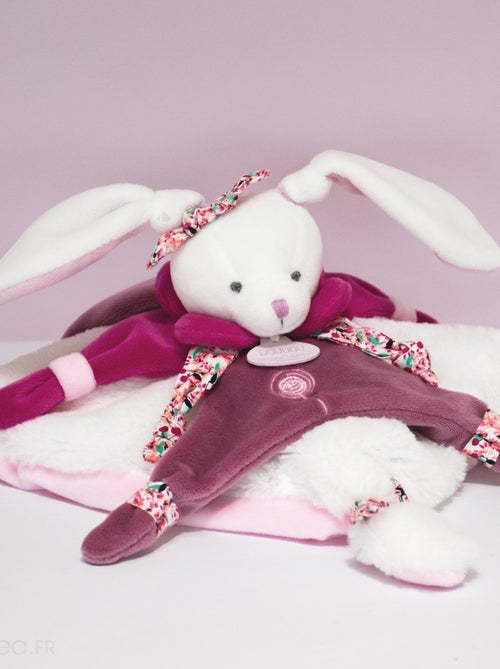 Doudou plat lapin 27 cm collection LAPIN CERISE rose - Kiabi