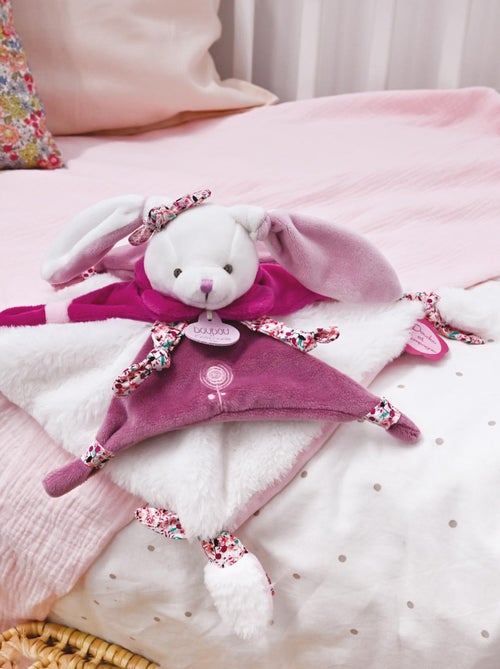 Doudou plat lapin 27 cm collection LAPIN CERISE rose - Kiabi