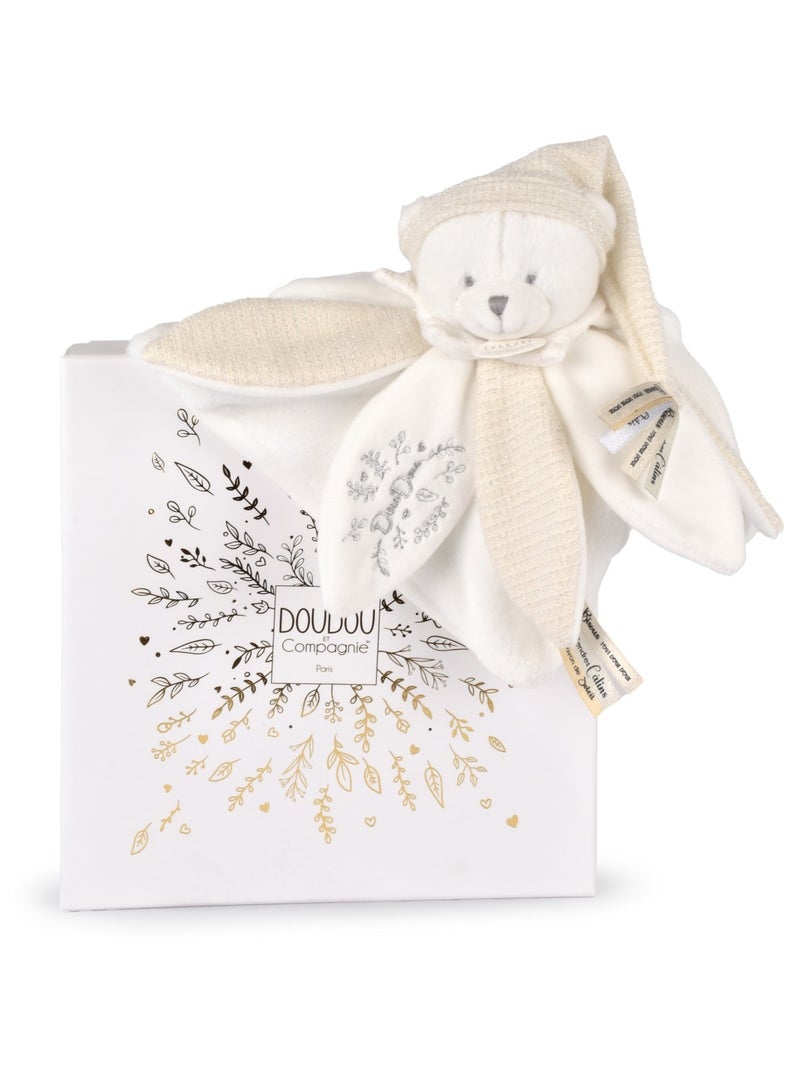 Doudou plat pétales Ours 25 cm Blanc - Kiabi