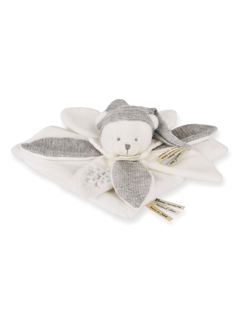 Doudou plat pétales Ours 25 cm Gris - Kiabi