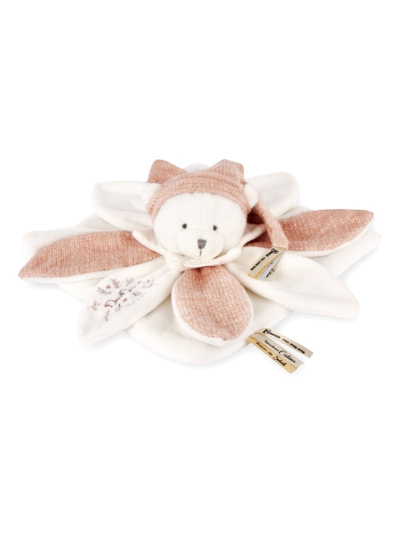 Doudou plat pétales Ours 25 cm Rose - Kiabi