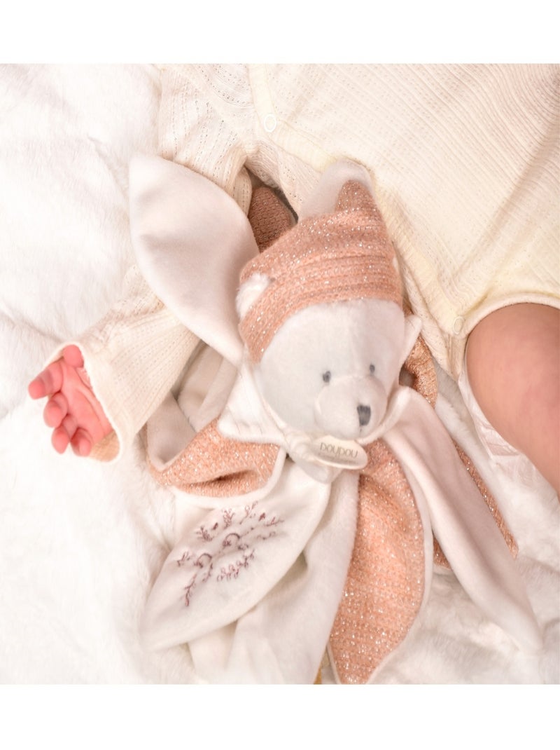 Doudou plat pétales Ours 25 cm Rose - Kiabi