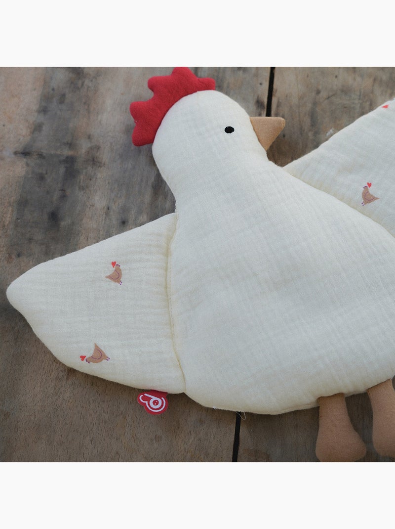 Doudou plat poule Love Blanc - Kiabi
