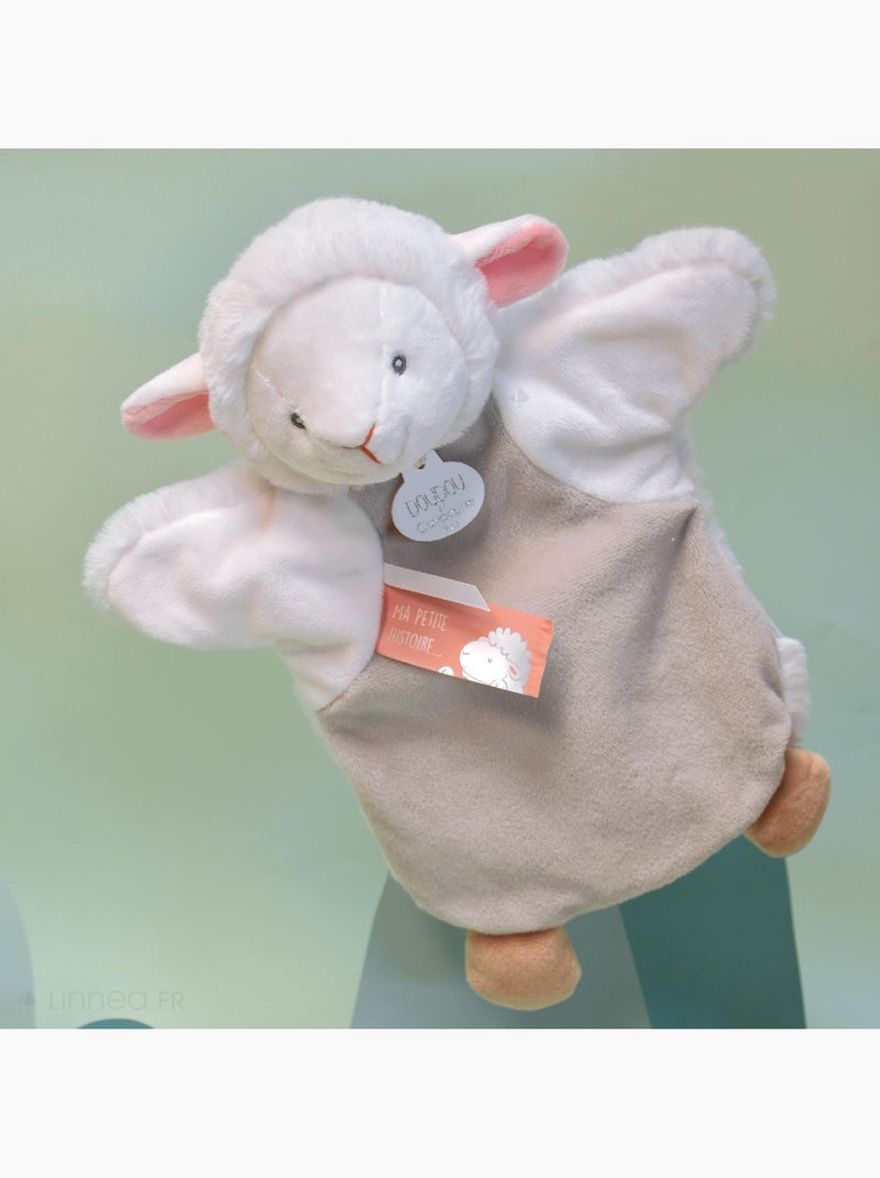 Doudou polyester 2 en 1 collection LES MARIONNETTES Agneau Gris - Kiabi