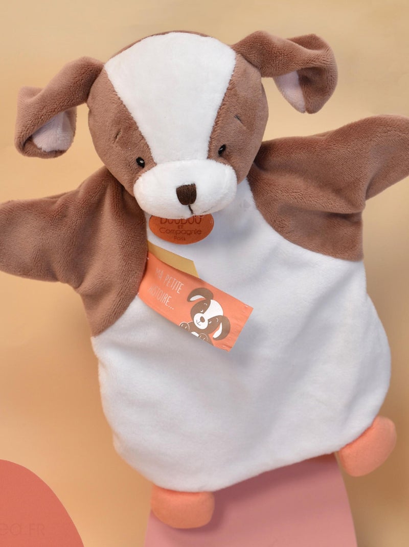 Doudou polyester 2 en 1 collection LES MARIONNETTES Chien Marron glacé - Kiabi