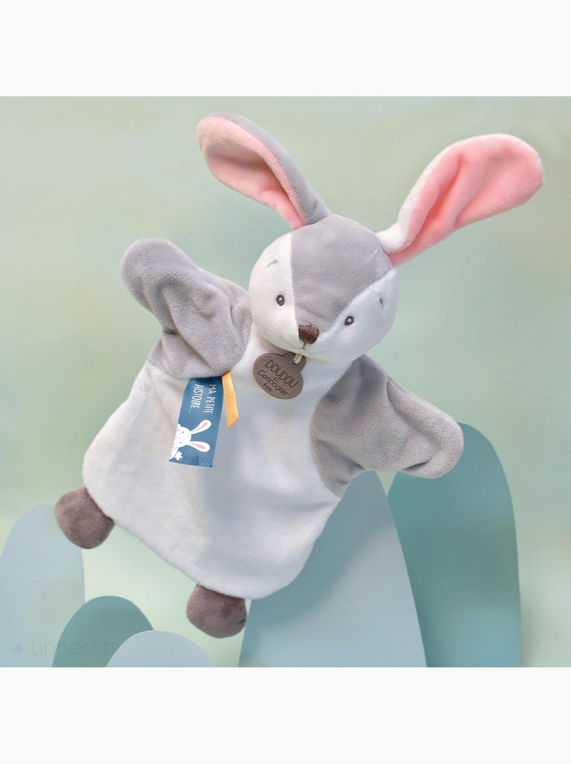 Doudou polyester 2 en 1 collection LES MARIONNETTES Lapin Blanc - Kiabi