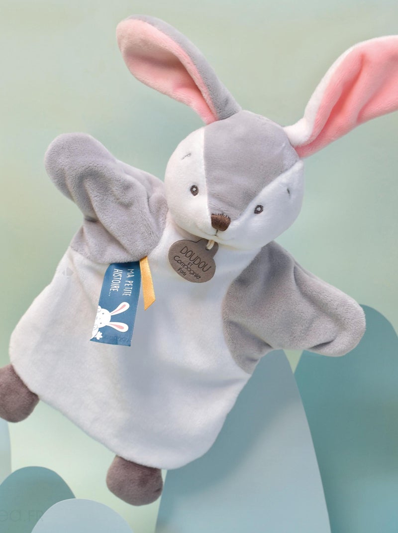 Doudou polyester 2 en 1 collection LES MARIONNETTES Lapin Gris - Kiabi
