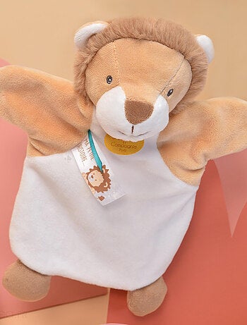 Doudou polyester 2 en 1 collection LES MARIONNETTES Lion