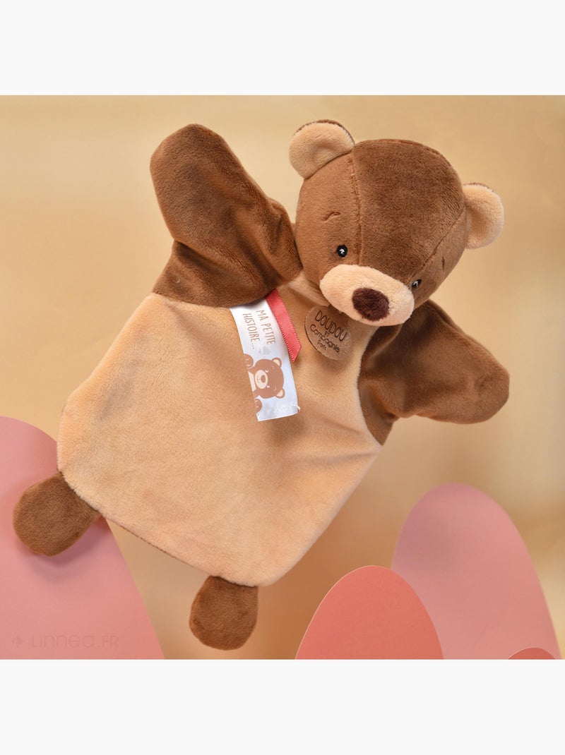 Doudou polyester 2 en 1 collection LES MARIONNETTES Ours Marron - Kiabi