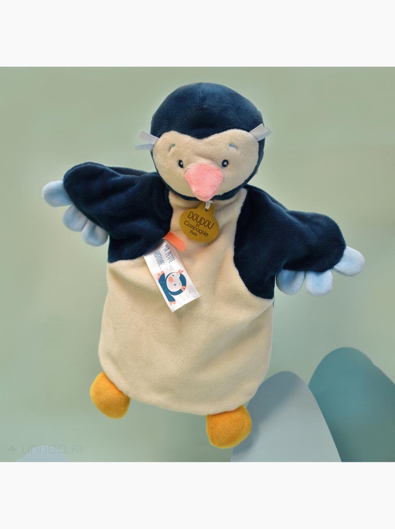 Doudou polyester 2 en 1 collection LES MARIONNETTES Pingouin Jaune - Kiabi