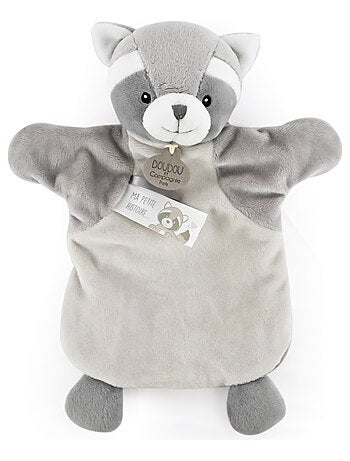 Doudou polyester 2 en 1 collection LES MARIONNETTES Raton laveur