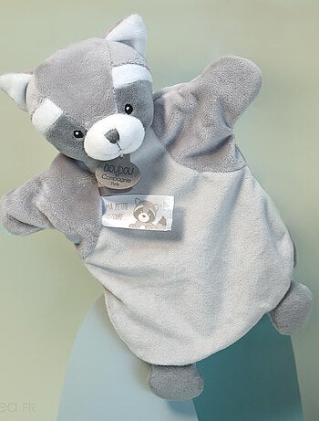 Doudou polyester 2 en 1 collection LES MARIONNETTES Raton laveur