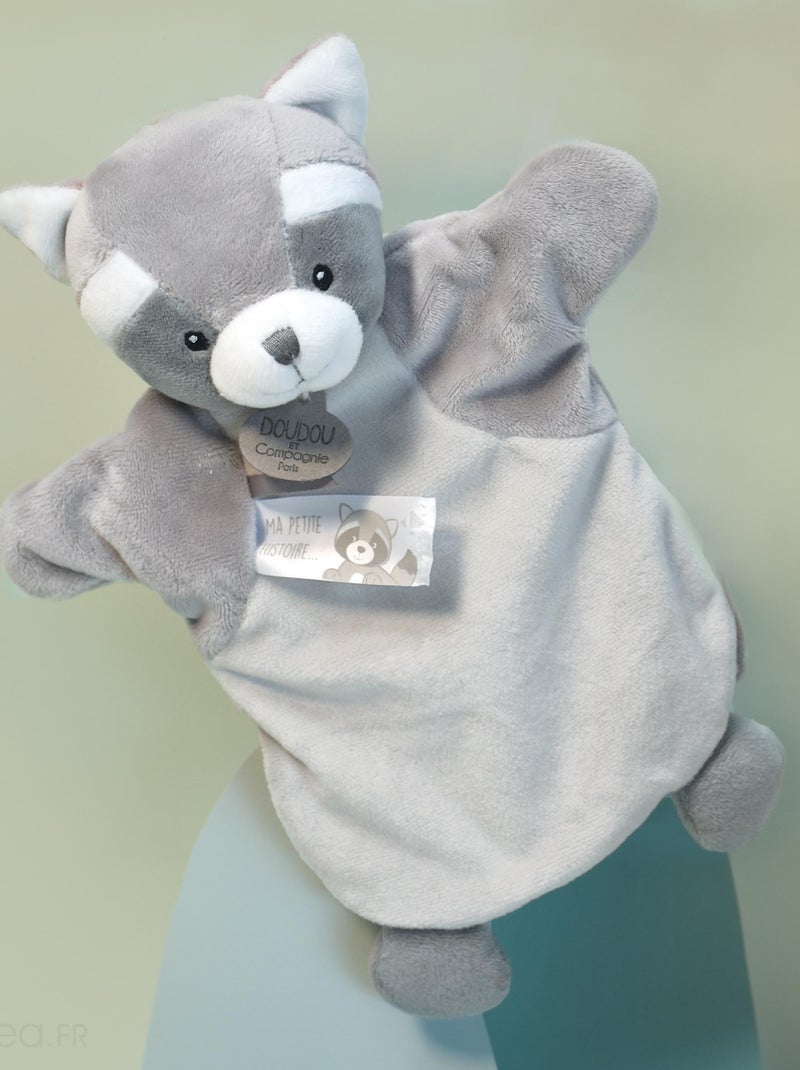 Doudou polyester 2 en 1 collection LES MARIONNETTES Raton laveur Gris - Kiabi