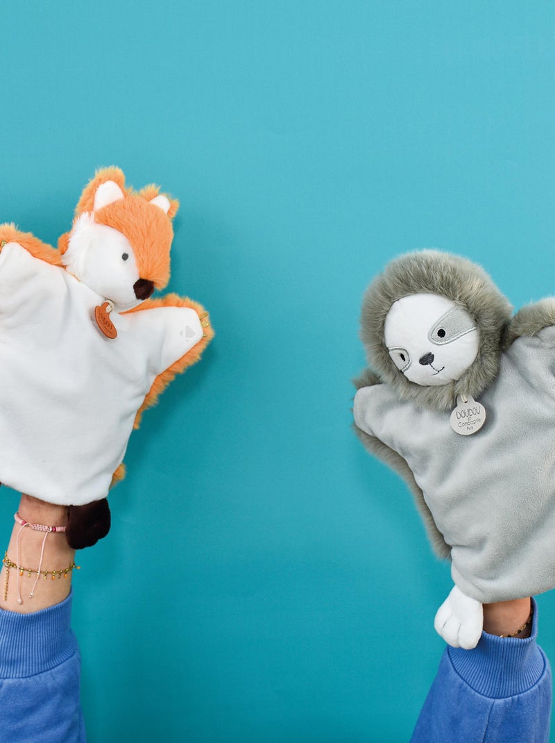 Doudou polyester 2 en 1 collection LES MARIONNETTES Renard Blanc - Kiabi