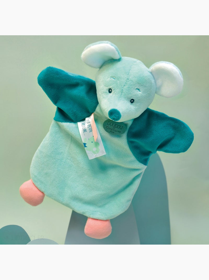 Doudou polyester 2 en 1 collection LES MARIONNETTES Souris Vert - Kiabi