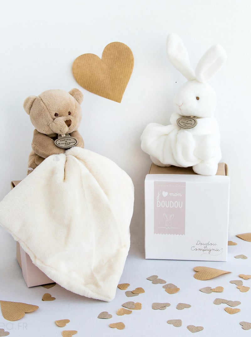 Doudou polyester collection J'AIME MON DOUDOU Ours Blanc cassé - Kiabi