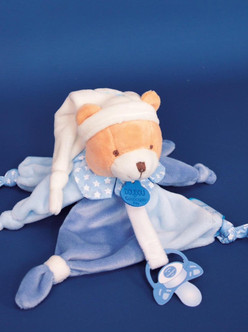 Doudou sucette polyester collection PETIT CHOU ours bleu Blanc - Kiabi
