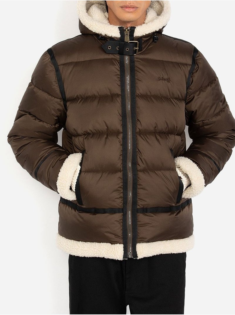 Doudoune à capuche - schott Marron/Beige/Noir - Kiabi