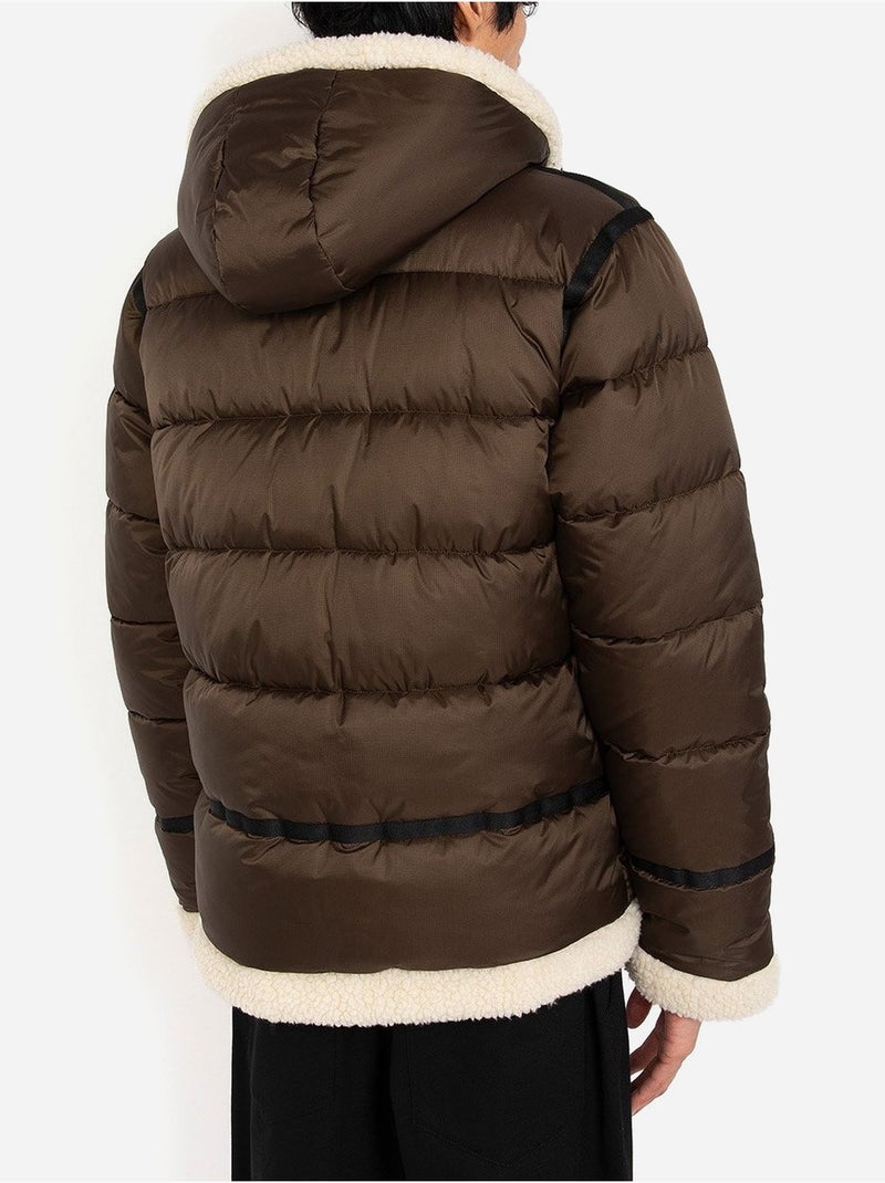 Doudoune à capuche - schott Marron/Beige/Noir - Kiabi