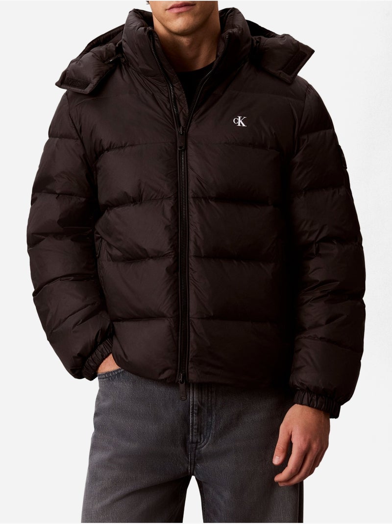 Doudoune à capuche amovible - calvin klein Noir - Kiabi