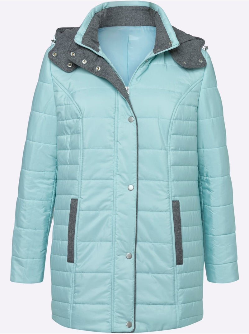 Doudoune à capuche amovible avec col montant et poches - taille standard - moda vilona Menthe - Kiabi