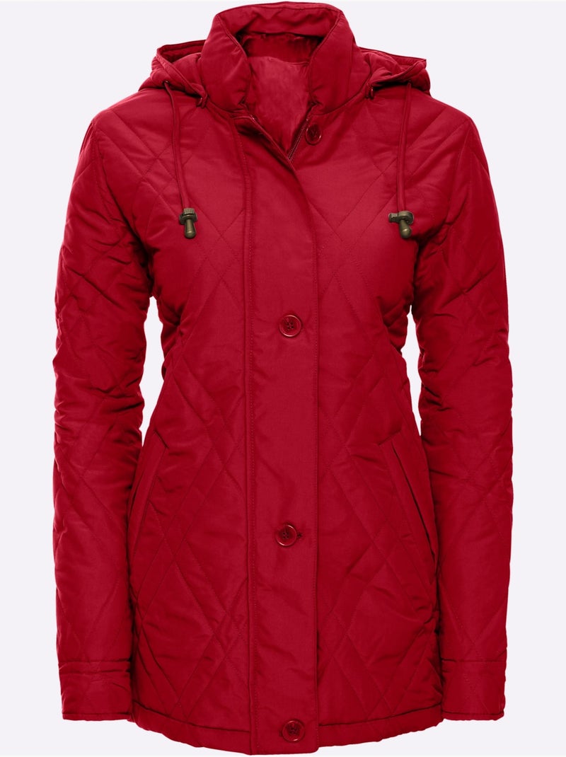 Doudoune à capuche amovible avec col montant et poches - taille standard - moda vilona Rouge - Kiabi
