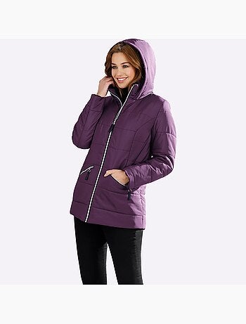 Doudoune à capuche avec col montant et deux poches zippées - taille standard - moda vilona