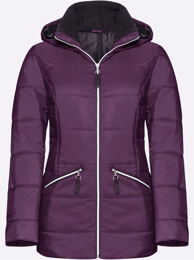 Doudoune à capuche avec col montant et deux poches zippées - Taille standard - Moda Vilona Violet aubergine - Kiabi