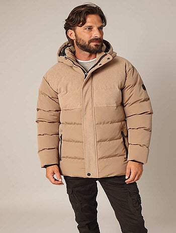 Doudoune à capuche avec empiècements en velours côtelé 'Deeluxe'