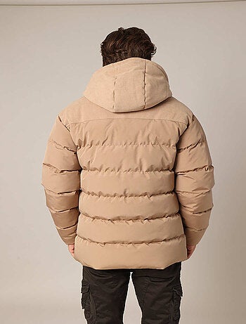 Doudoune à capuche avec empiècements en velours côtelé 'Deeluxe'