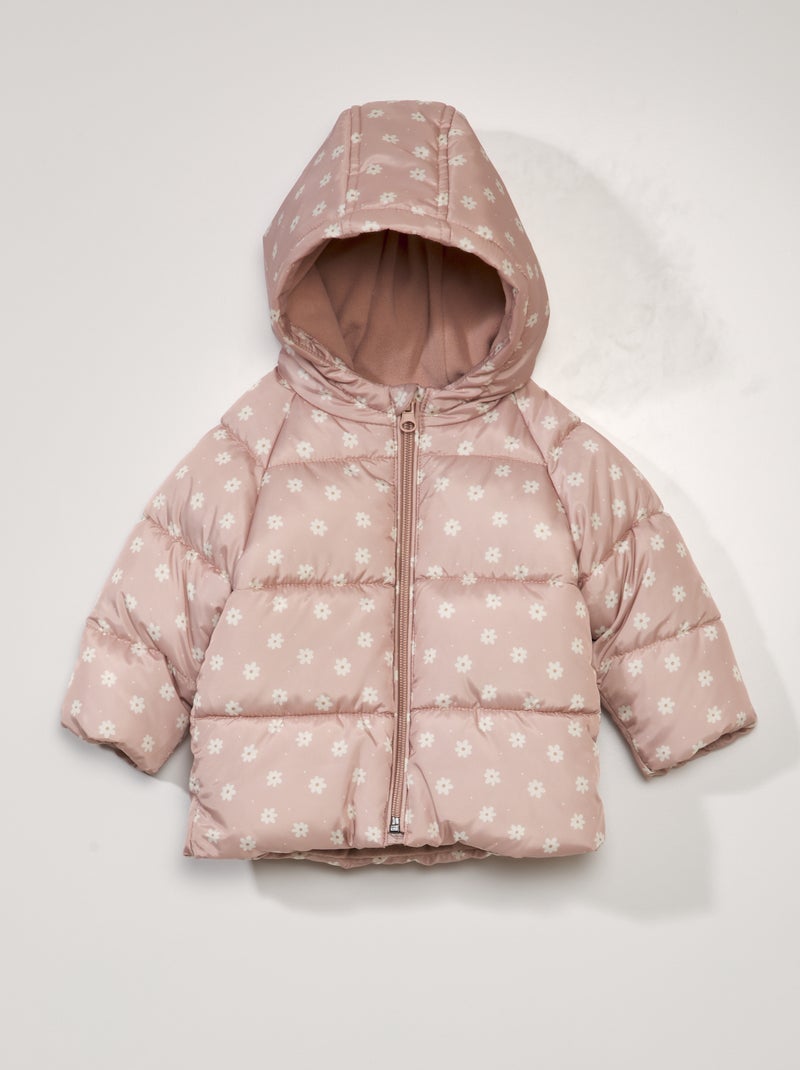Doudoune à capuche avec imprimé Rose - Kiabi