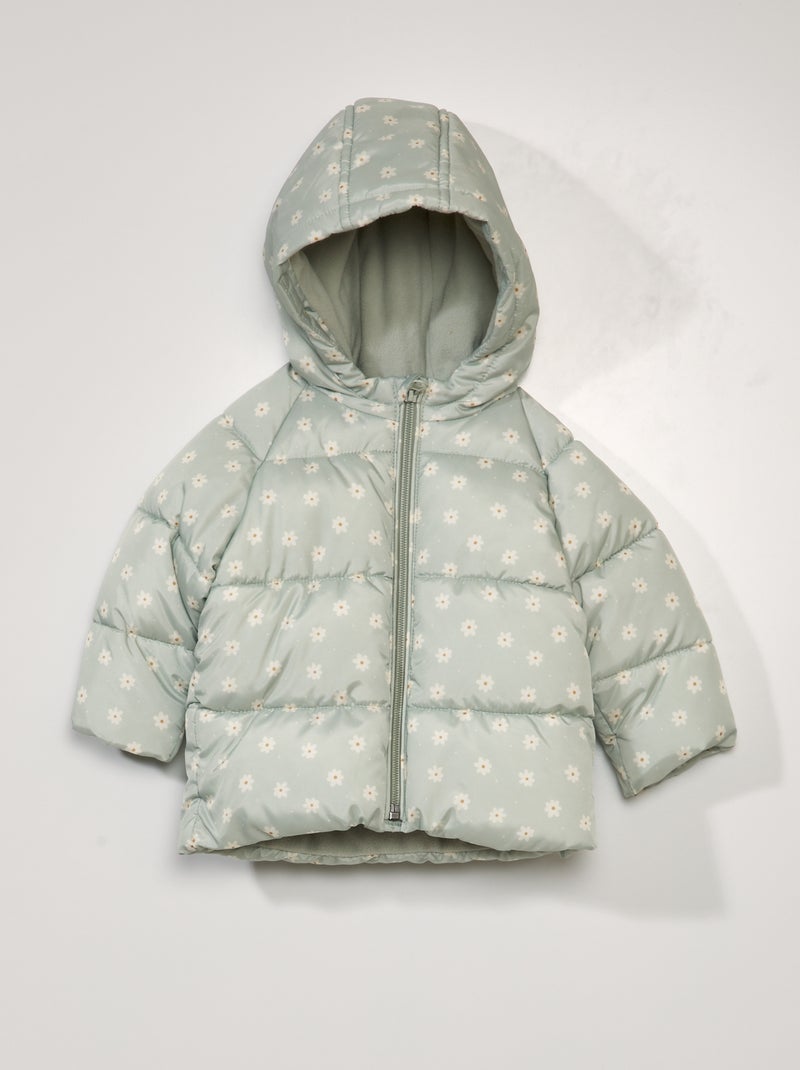 Doudoune à capuche avec imprimé Vert - Kiabi