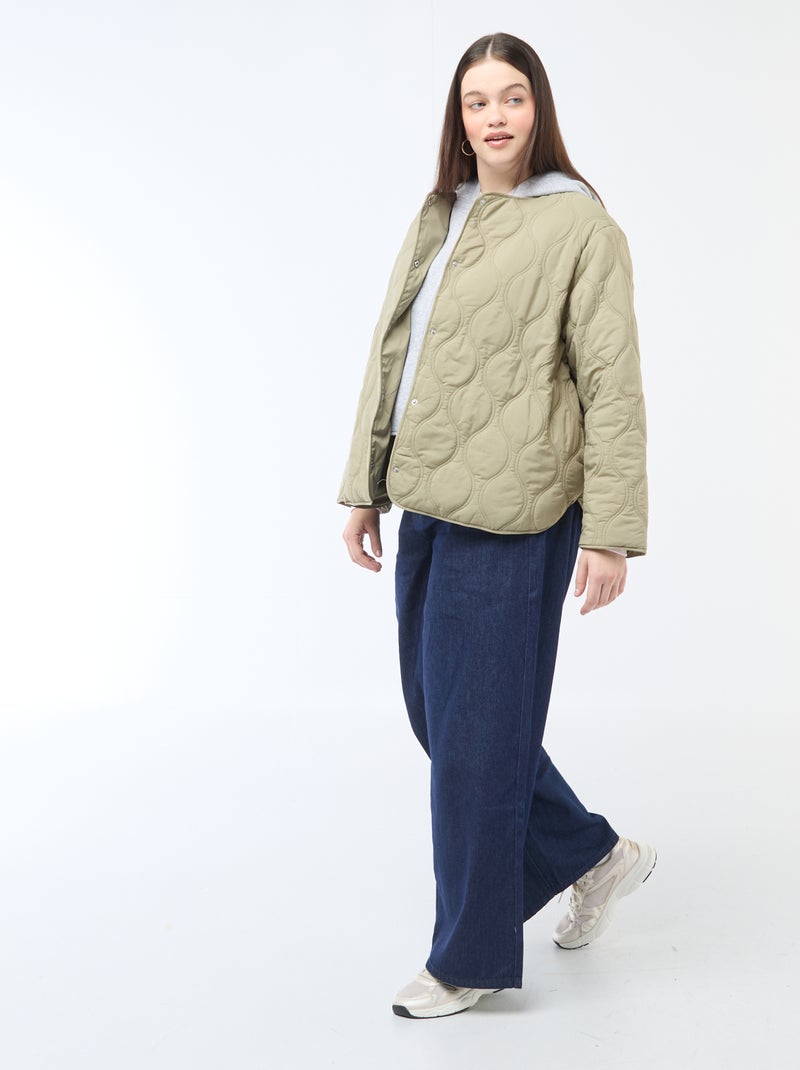 Doudoune à capuche avec plastron intérieur en molleton amovible Vert - Kiabi