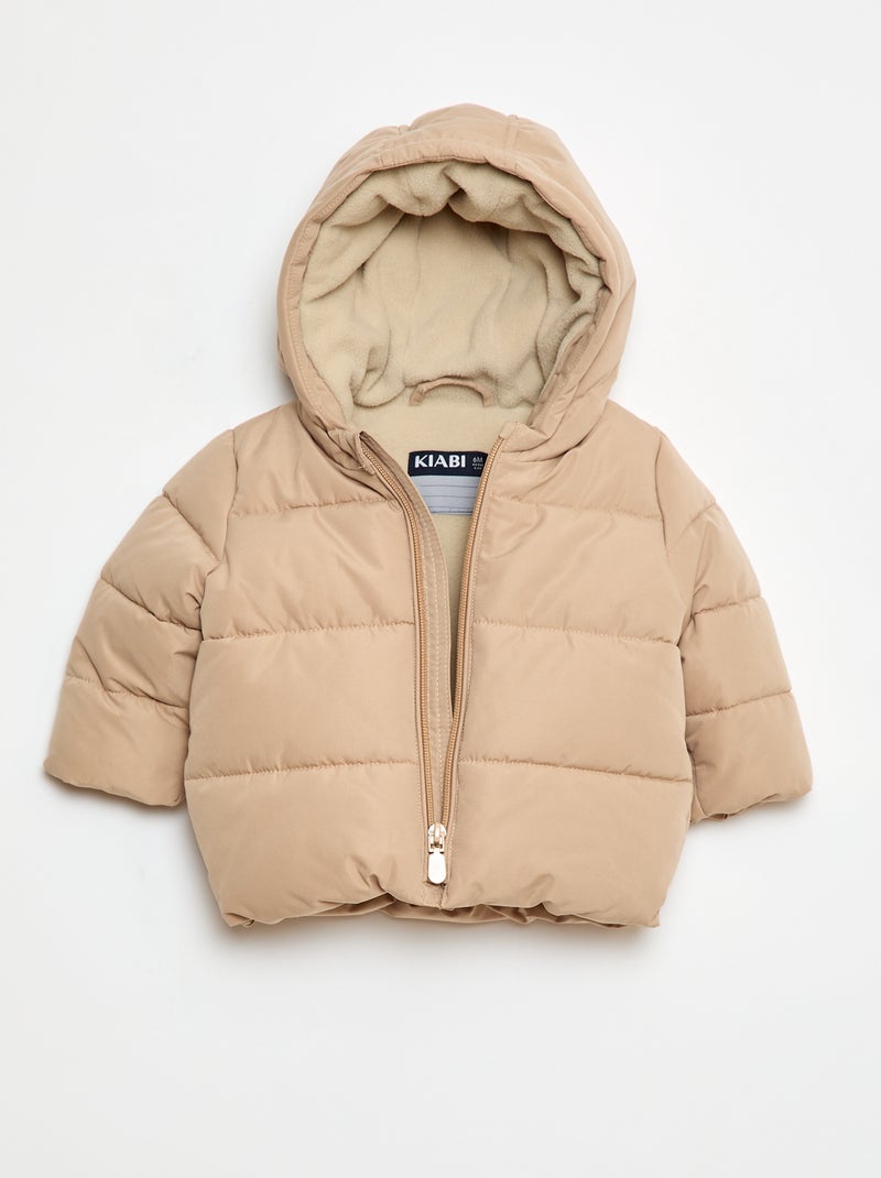 Doudoune à capuche Beige - Kiabi