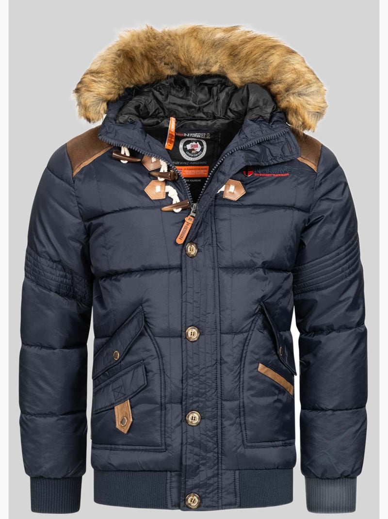 Doudoune à capuche belphegore – geographical norway Bleu marine - Kiabi