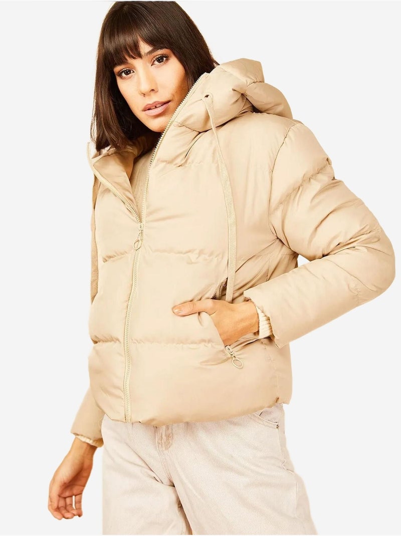 Doudoune à capuche bianco lucci Beige argile - Kiabi