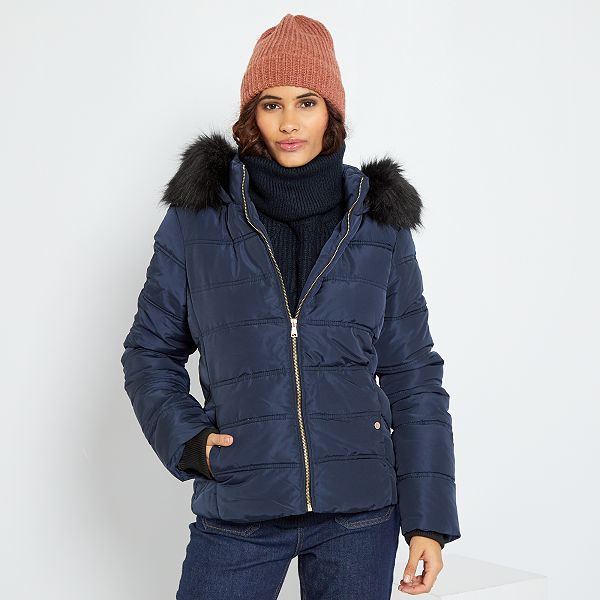 doudoune bleu marine et marron femme