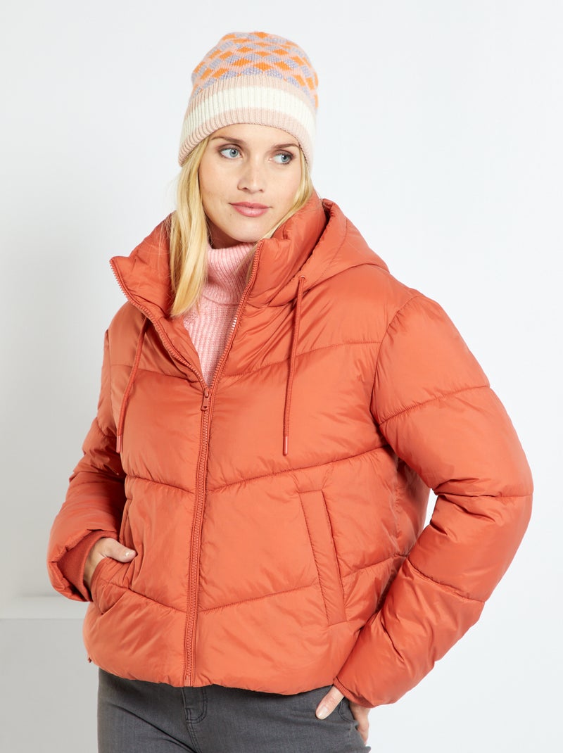 Doudoune à capuche courte Orange brique - Kiabi
