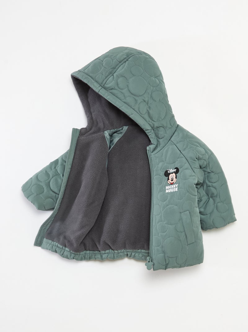 Doudoune à capuche doublée polaire 'Disney' 'Mickey' Vert - Kiabi
