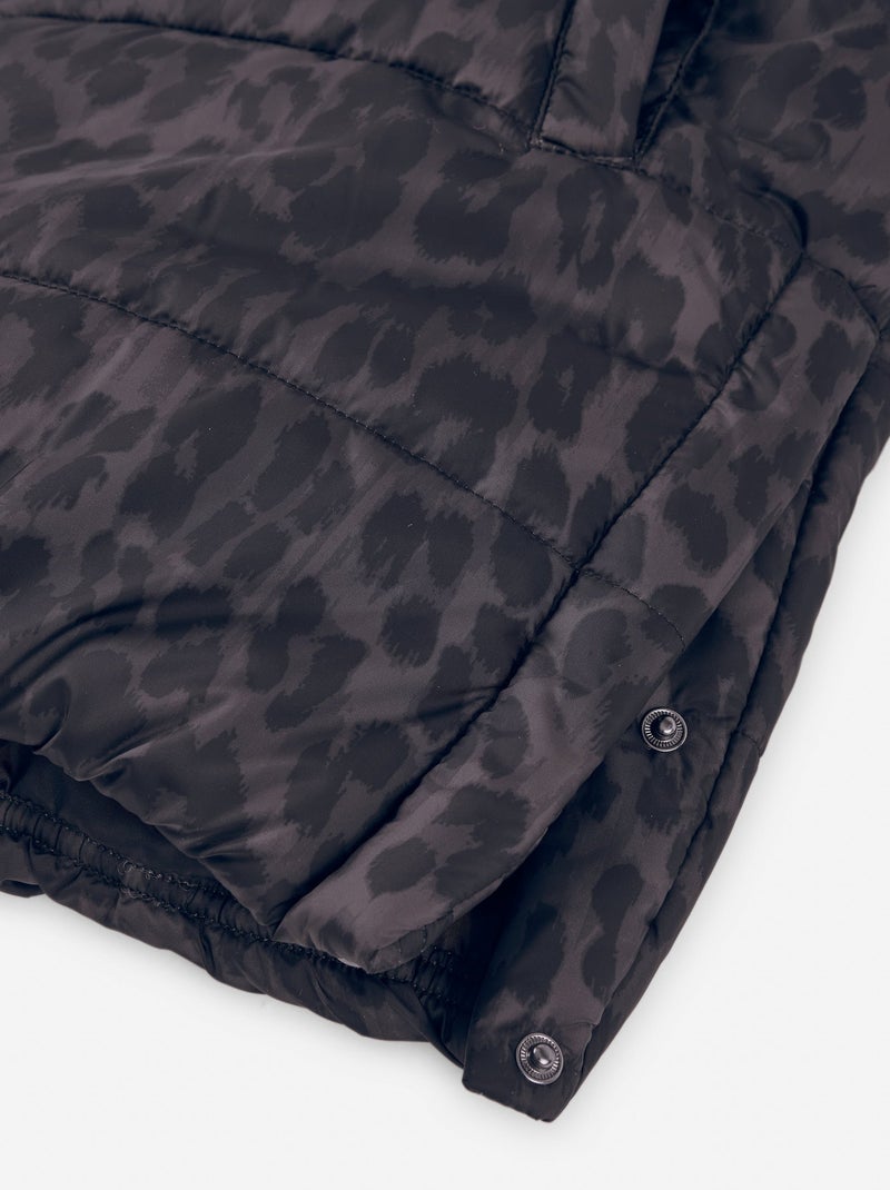 Doudoune à capuche et imprimé léopard Marron - Kiabi