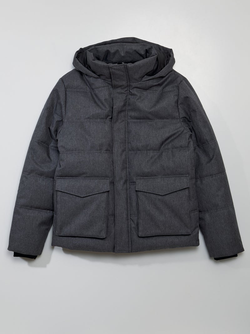 Doudoune à capuche Gris - Kiabi