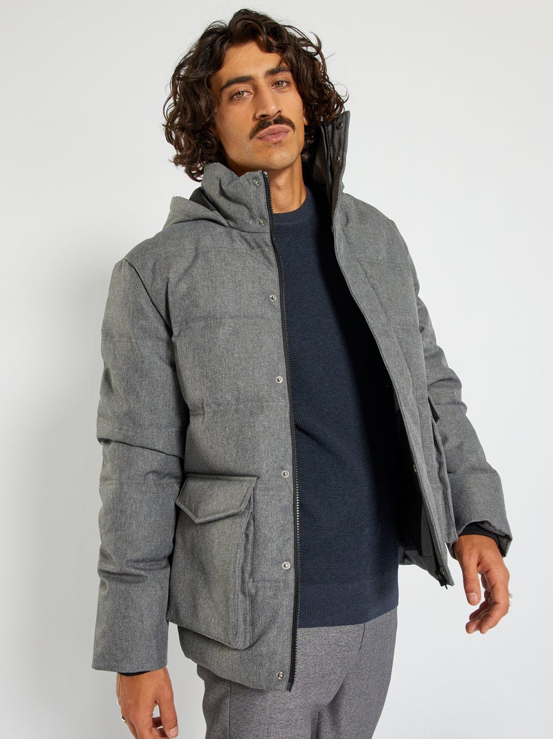 Doudoune à capuche gris - Kiabi