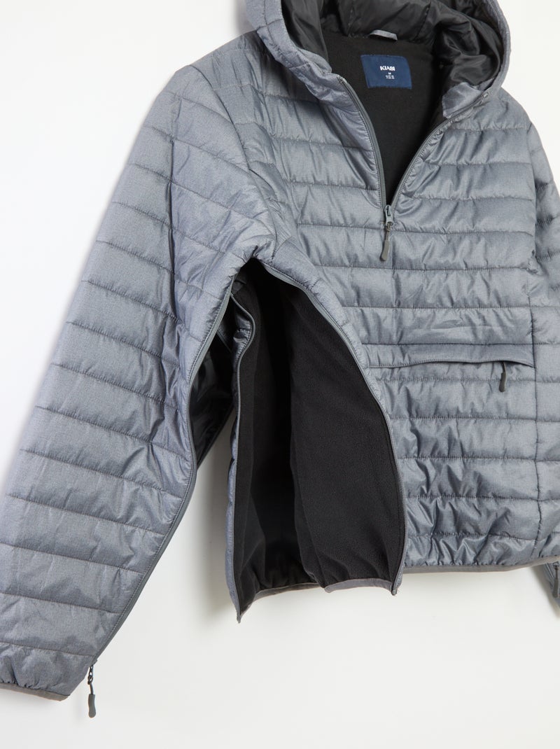 Doudoune à capuche matelassée Gris - Kiabi