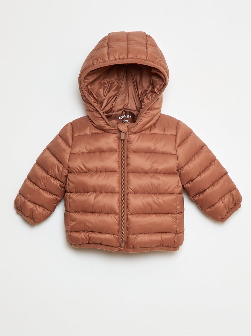 Doudoune à capuche matelassée Marron - Kiabi