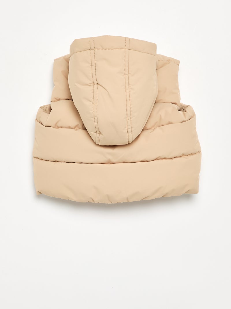 Doudoune à capuche matelassée sans manches Beige - Kiabi
