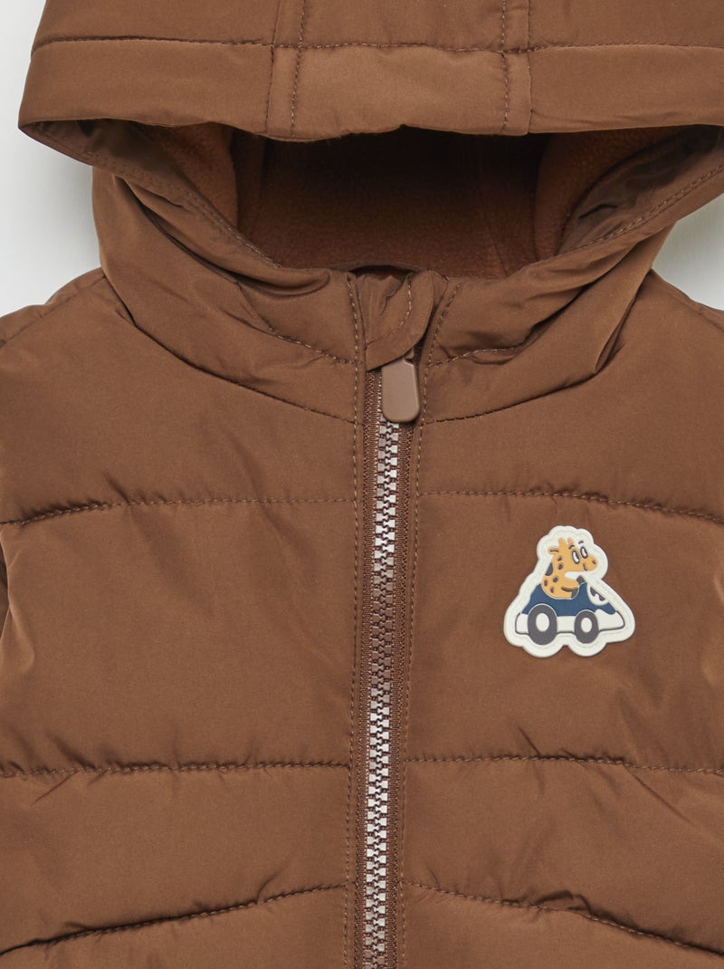 Doudoune à capuche matelassée sans manches Marron - Kiabi