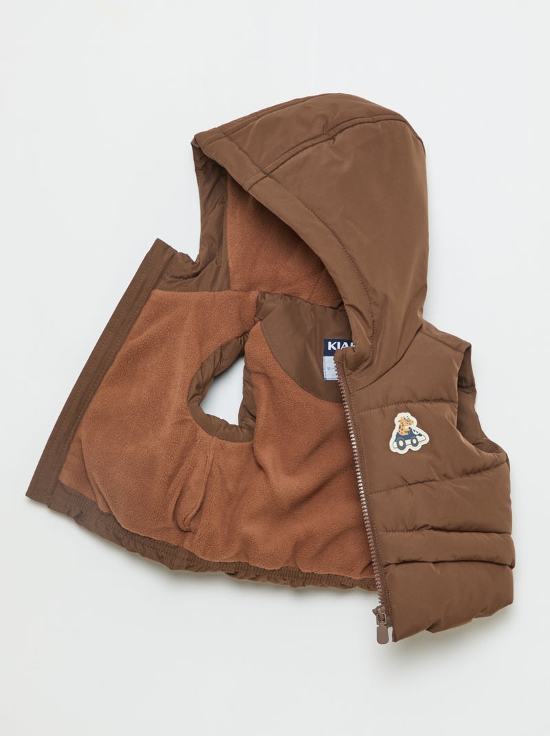 Doudoune à capuche matelassée sans manches Marron - Kiabi